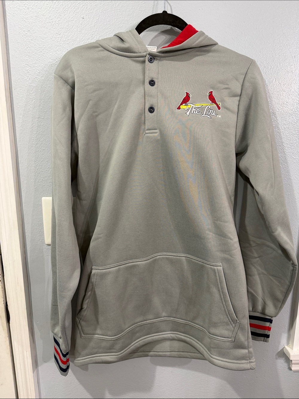 Cardinals Men's Gray Hooded Pullover with Cardinal Logo
